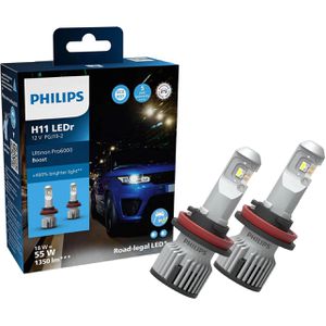 Philips Auto-Lampe Ultinon Pro6000 Boost, 5800 Kelvin, H11, 12 V / 18 Watt, Scheinwerferlampe, LED-Retrofit, 2 Stück