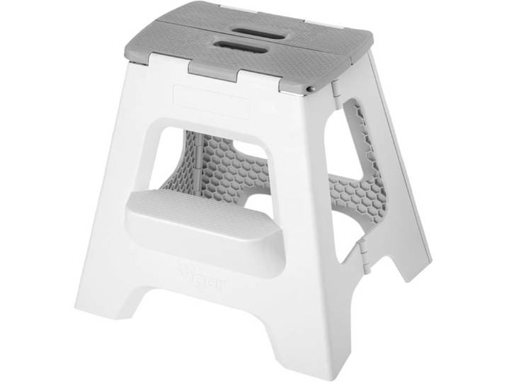 Vigar Marchepied Pliable 2 Marches 40 cm Gris Supporte 150 kg Antidérapant pour Salle de Bain et Jardin
