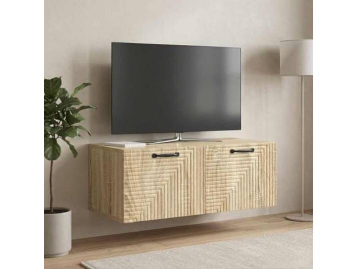 GKMBCVDFR Wandmontierter TV-Schrank Sonoma-Eiche 78,5x41x30 cm Stabile Holzwerkstoff-Konstruktion, platzsparende Wandmontage, 90-Grad-Türen, feucht abwischbar