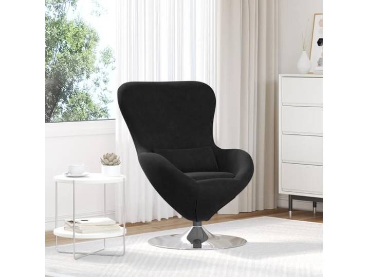 Chaise Oeuf en Velours Noir