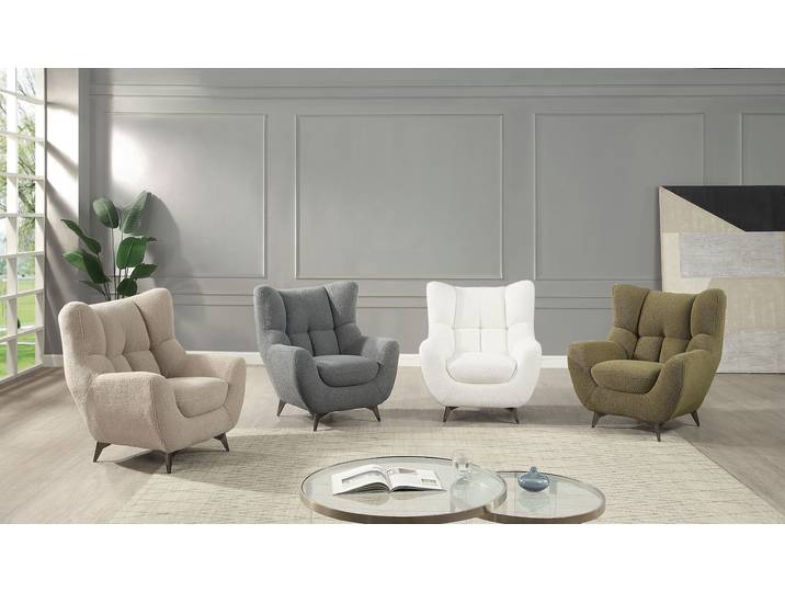 Sessel Shawn , grün, B:88cm H:98cm T:91cm, 100% PES, ATLANTIC HOME COLLECTION, Sessel, Sessel, mit Federkern, trendy Bezug mit Teddyoptik