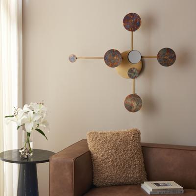 "SAFAVIEH Emera 39-Inch Metal Wall Decor, Antique Brass-Tone - 35.5"" W x 7.3"" D x 39"" H"