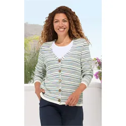 Baumwoll-Strickjacke in Streifen natur in Größe 48/50 von DW-Shop, Natur, 48/50