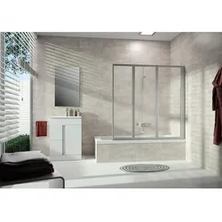 Badewannenaufsatz Hüppe Combinett 3-tlg., silber matt Kunstglas, BxH:1397-1412x1400mm