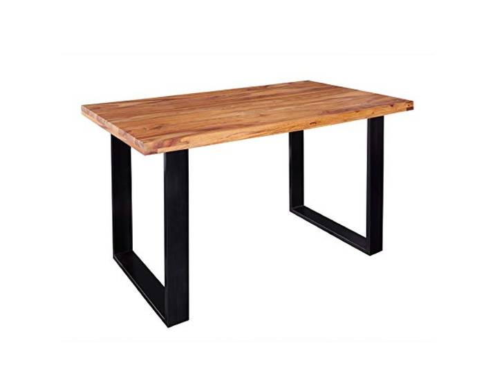 Esstisch IRON CRAFT 140cm - schwarz natur - Sheeshamholz - handgefertigt 6 Sitzplätze, massiv, höhenverstellbare Füße, individuelle Maserung, Industrial Design, Metallgestell