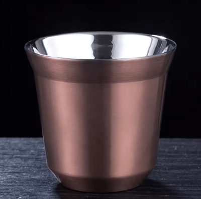 Inspire Curations 80ML Stainless Steel Espresso Cups Double Wall Insulated Mini Coffee Mugs rose Gold