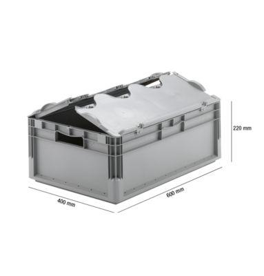 Euro Box Leichtbehälter ELB 6220, aus PP, Inhalt 43,7 L, mit Deckel, grau