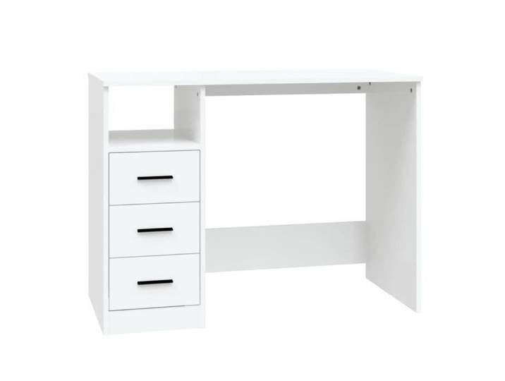 Bureau - GOTOTOP - M4364 - Blanc - 102x50x76 cm - 3 tiroirs - Bois d'ingénierie