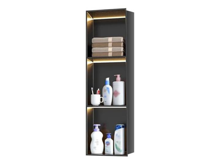Wunilatev Regal für Duschwandnische Stainless Steel Shower Wall Niche Kit Black Multiple Sizes Bathroom/Kitchen Storage(90x28cm)