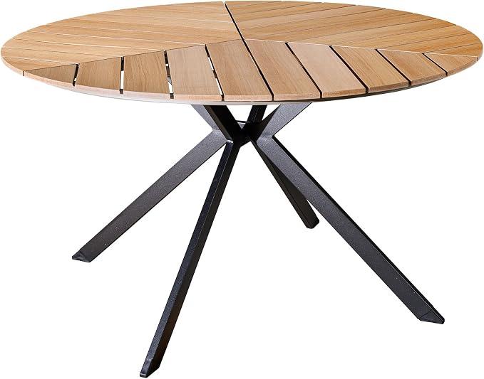 Runder Outdoor Gartentisch DESIGNO - 120cm - Natur Holz-Design anthrazit Metall
