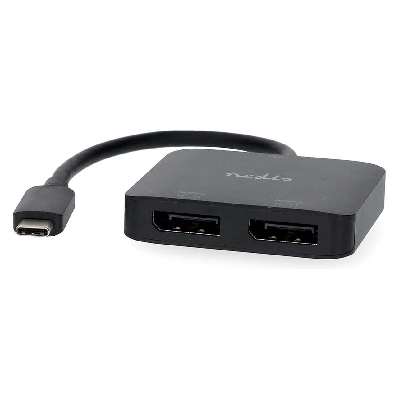 Nedis USB-C Adapter | USB 3.2 Gen 1 | USB-C Stecker | 2x Displayport Female | 4K@60Hz | 0.20 m | R (DisplayPort) (CCGB64375BK02)