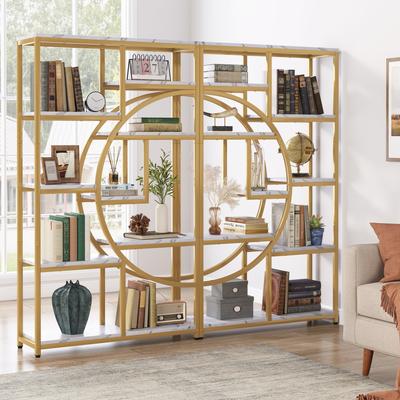YUZHOU Bookshelf 5 Shelf Bookcase, Industrial Etagere Bookcase with 8-Open Storage Shelf