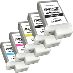 5 Kompatible Tinten ersetzt Canon PFI-102 Multipack KCMY MBK