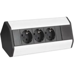 CORNER BOX 3 Ecksteckdose Möbelsteckdose Farbe Aluminium Steckdose Schuko
