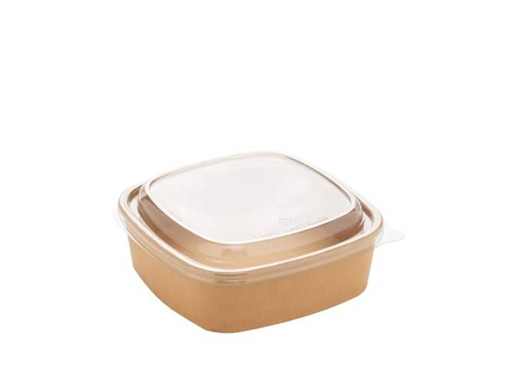 Pro DP 300 Salatschalen Take away Kartonschalen eckig Papier+PE braun verschiedene Größen & Deckel zur Auswahl (900ml)