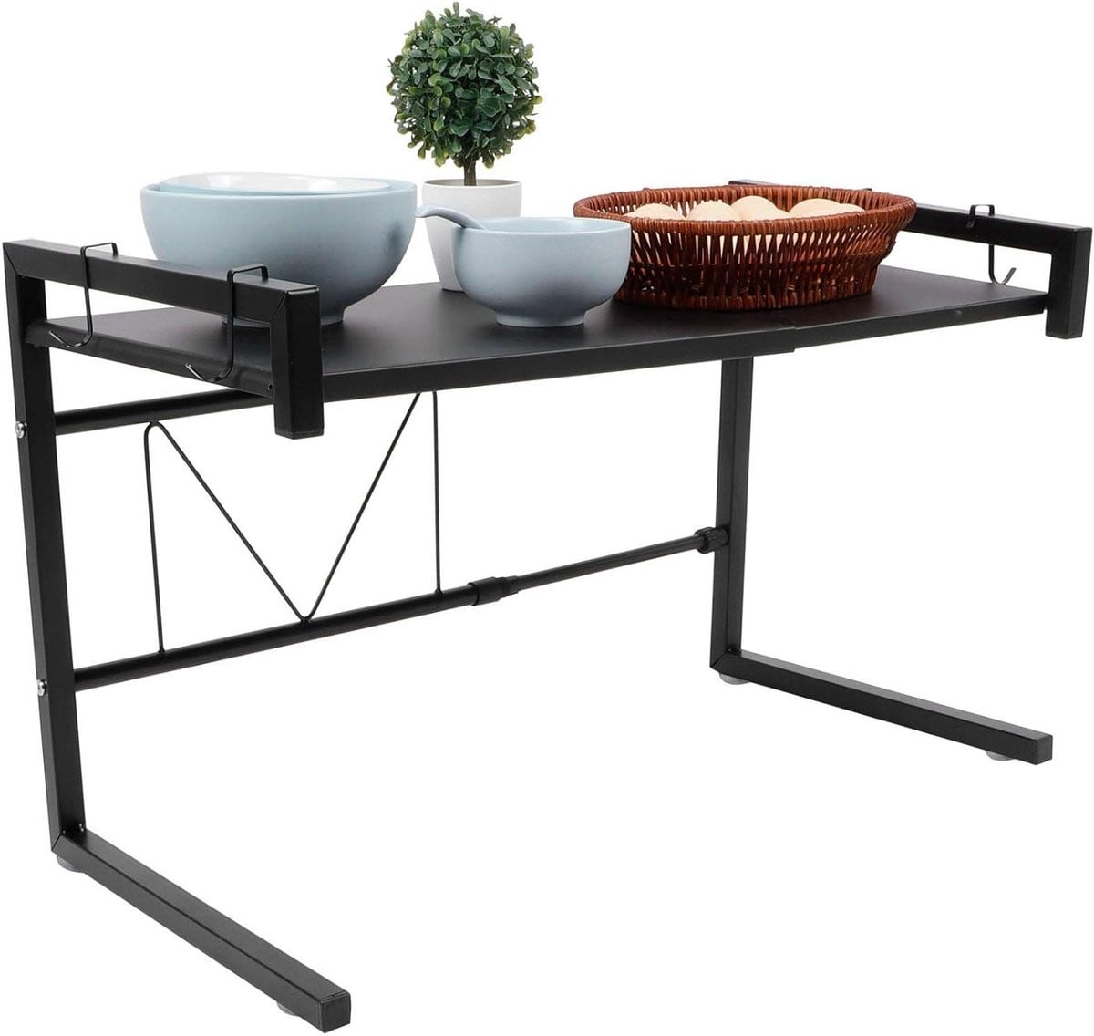 Uitbreidbaar Magnetronrek voor aan de Wand, Stevige 2-Tier Keukenplank en Organiser voor Keukens en Afwasruimte, Ruimtebesparend en Functioneel