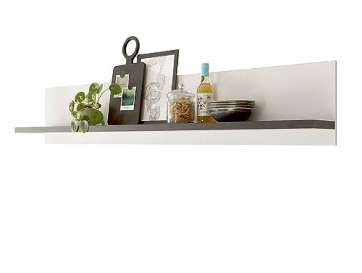 Küche Gewürzregal in weiß Pinie und schwarz/anthrazit Industrial Design Wandregal hängend Wandboard Gewürzschrank Küchenregal 160 cm Stove (Wandboard 1)