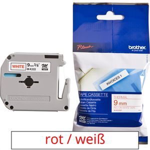 Brother M-K222 9mm Schriftband P-touch Tape rot 8m