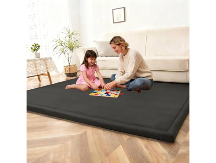 Lrisveana Teppich für Kinderzimmer 3CM Krabbeldecke fürs Kind 190 x 380 cm Kinderteppich Babymatte aus Memory Schaum Dicker Kinder Spielteppich