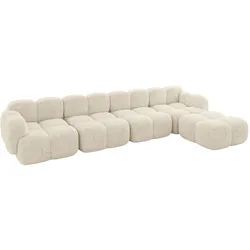 ECKSOFA modulares Sofa Rechts Miko-L3 390x205x75 Creme Velours