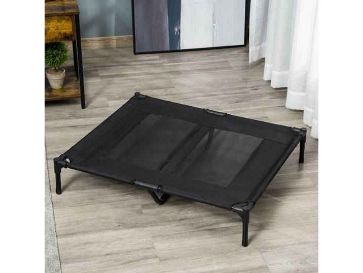 PawHut Lit Chien Surélevé Noir Tissu Oxford Confort