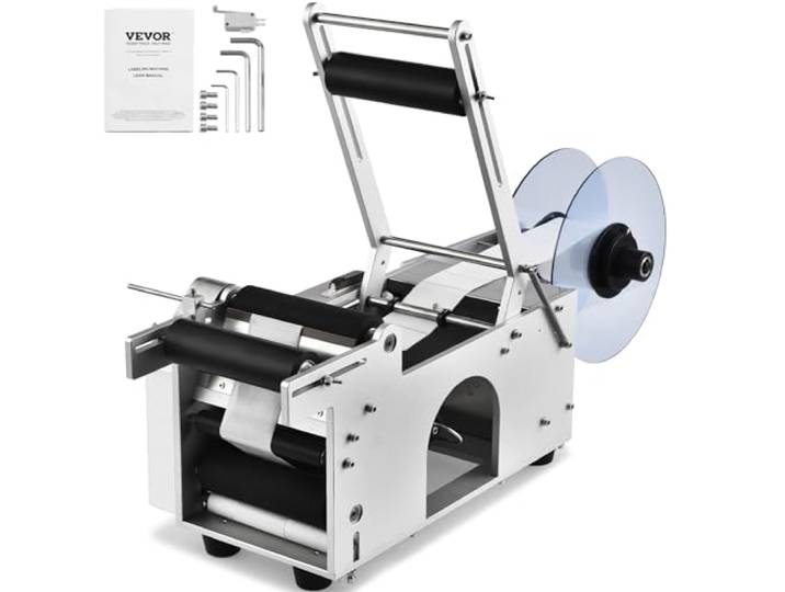 VEVOR Halfautomatische ronde etiketteermachine, 20-50 stuks/min, elektrische fles label-applicator voor ronde flessen, ronde fles etiketteermachine geschikt voor diameter van
