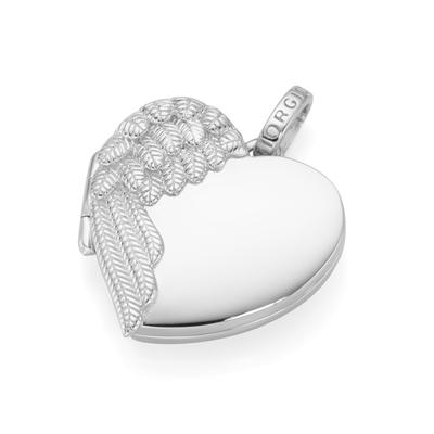 Medallionanhänger "Medaillon Herz mit Flügel, Silber 925", silber, GIORGIO MARTELLO MILANO, Schmuckanhänger, Damen, onesize, Silber 925 (Sterlingsilber)