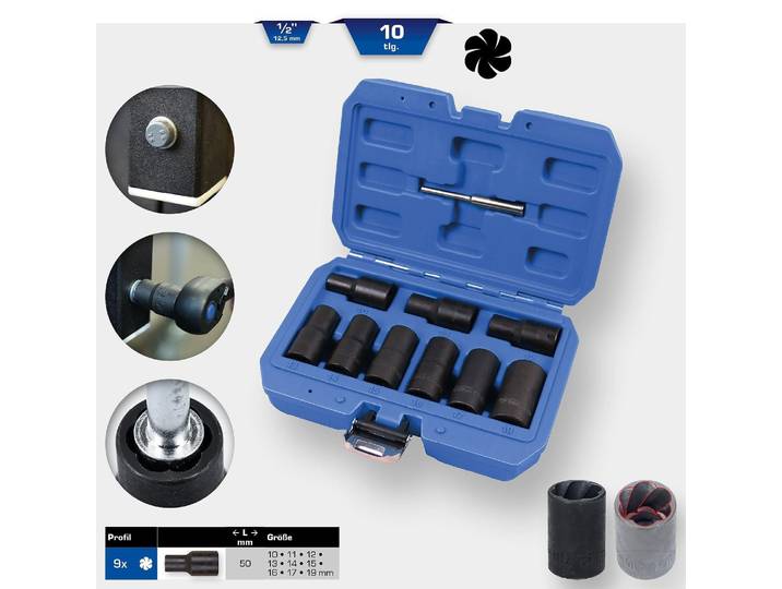 BRILLIANT TOOLS Jeu de douilles à profil hélicoïdal 1/2\ 10 pcs. 10 - 19mm - BT026000