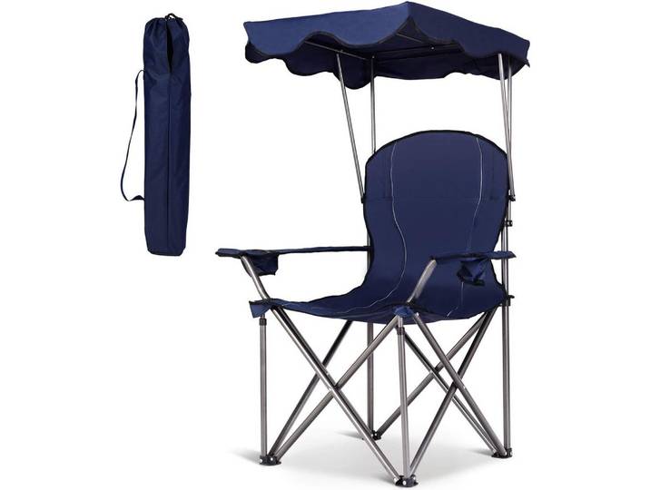 CAMPINGSTUHL mit Sonnendach Blau