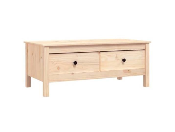 KUTYWEXFM Couchtisch 100x50x40 cm Massivholz Kiefer mit 2 Schubladen Rustikaler Sofatisch fürs Wohnzimmer mit 2 Auszügen für blickdichte Ordnung und natürlicher Holzmaserung.