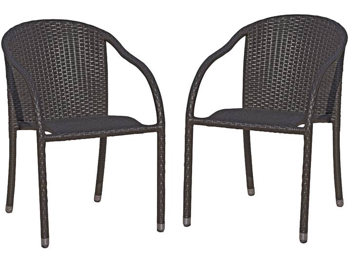Stapelstuhl GARDEN PLEASURE RIGA , braun (coffee, coffee, coffee), B:55cm H:80cm T:64cm, Kunststoff, Stühle, Stapelstuhl, 2er Set, auch für die Gastronomie geeignet