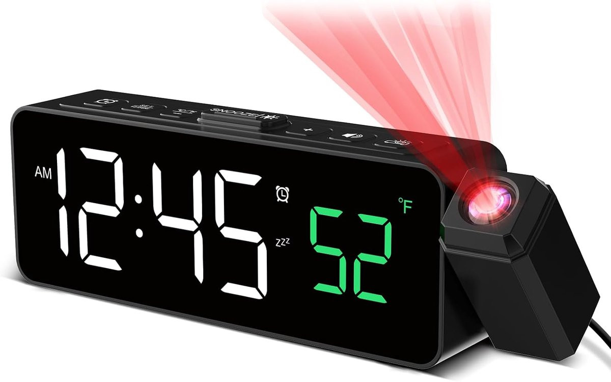Projectiewekker Digitaal met Temperatuurweergave – 180° Draaibare Projector – Dimbaar Display – 3 Volumeniveaus