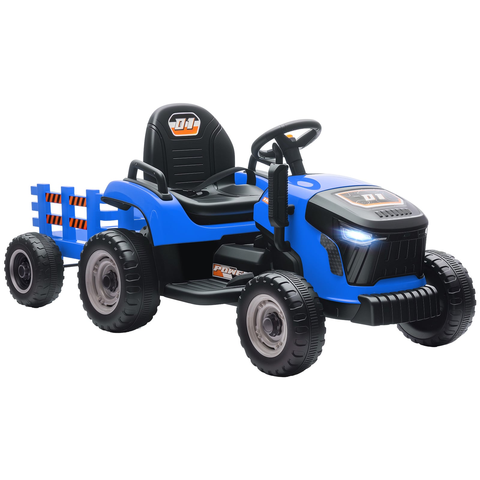 AIYAPLAY Elektrische Kindertractor met Afneembare Aanhanger, 12V, Blauw
