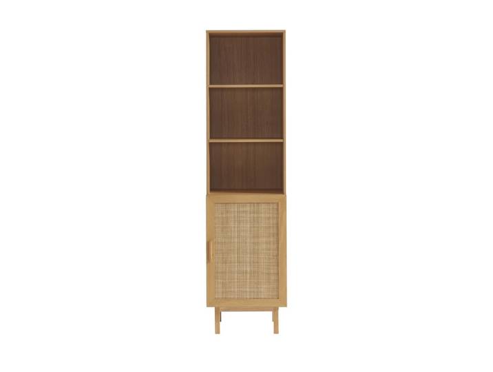 Colonne de rangement en bois et cannage h190cm - bois clair