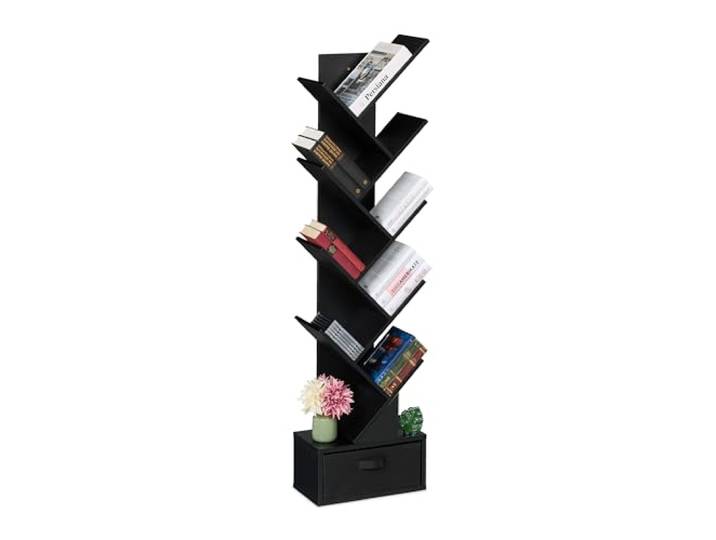 Relaxdays Petite bibliothèque prenant la Forme d'un Arbre\, 9 Branches\, H x L x P : 146 x 38 x 22 cm\, Noire
