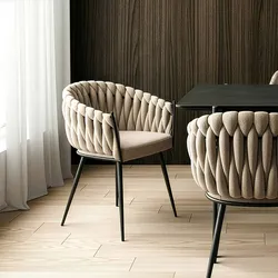 HOME DELUXE Esszimmerstuhl gewebt AYLA - 7er Set Beige