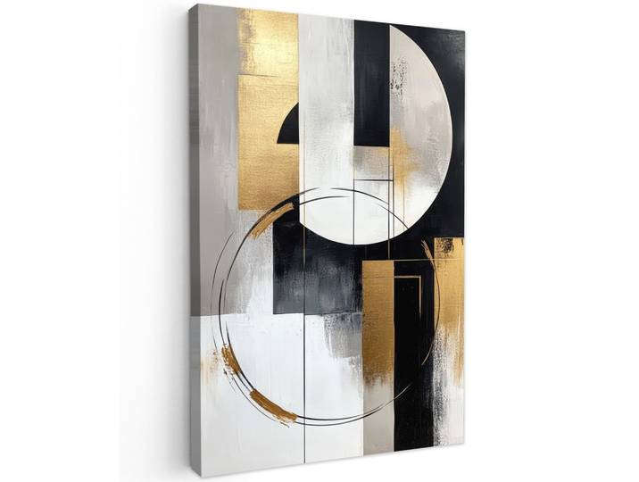 LEINWANDBILD Abstrakt - Gold - Silber - Formen - Ästhetik Wanddeko 40x60 cm