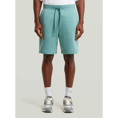 Trainingsshorts G-STAR "Premium Core Sweater Shorts", Herren, Gr. S, grün (mineral blau), Obermaterial: 55% Baumwolle, 45% Polyester, Hosen