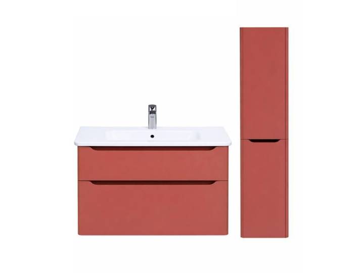 Meuble vasque suspendu VITRA Sento Round 120cm Terracotta mat + Colonne version droite