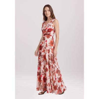 Abendkleid VERA MONT "Damen mit Plissee", Damen, Gr. 44, Normalgrößen, Chiffon, cream, rot, Chiffon, Obermaterial: 100% Polyester. Futter: 100% Polyester, festlich, ausgestellt lang, Kleider Abendkleid
