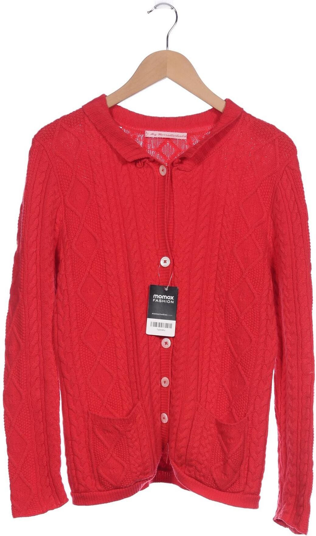 My Herzallerliebst Damen Strickjacke, Rot, Gr. M, Kaschmir - Second Hand