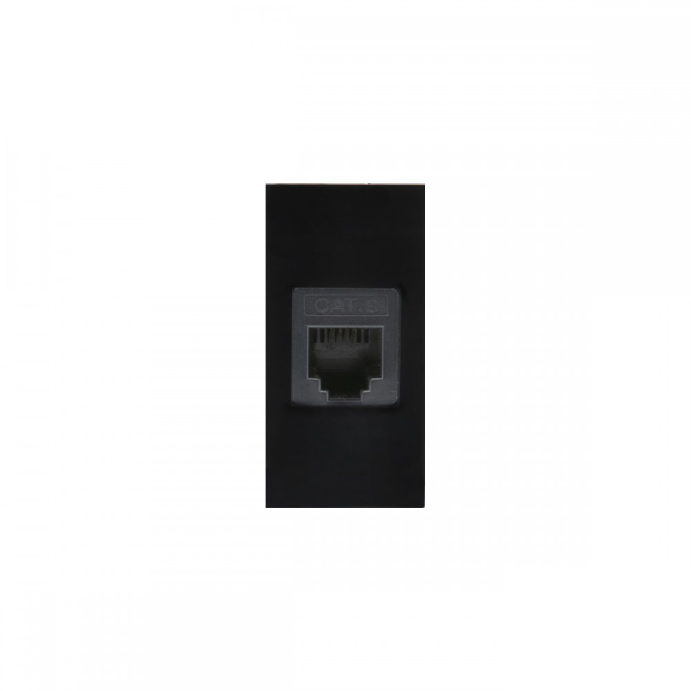 Maclean CAT6 netwerkconnector zwart voor enkelvoudige module in glasframe