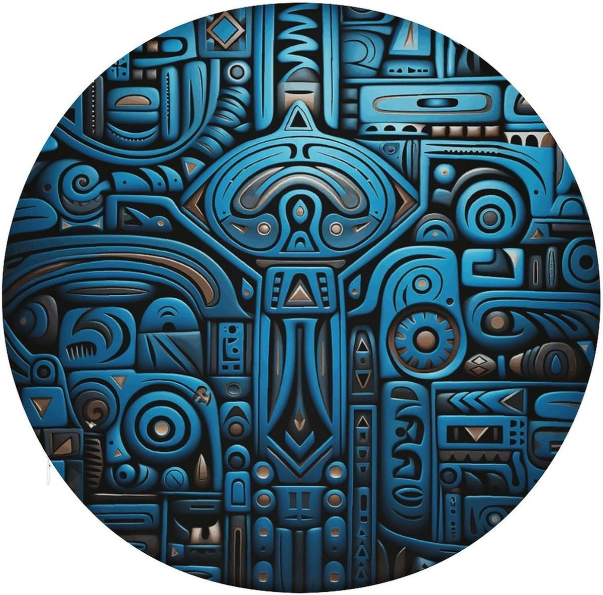 Rond Zitkussen met Traagschuim Vulling - Blauw Zwart