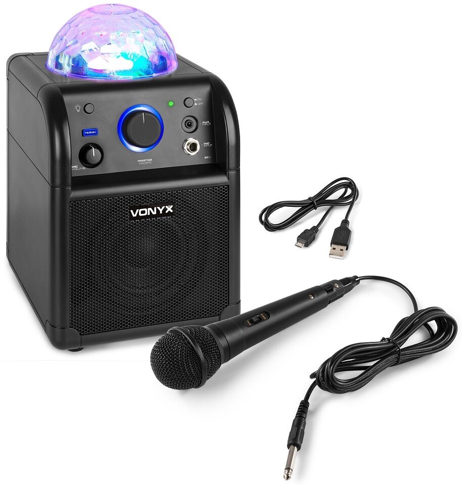 Coluna Portátil 50W Bluetooth c/ Microfone c/ Efeitos de LED RGB (Preto) SBS50B - VONYX