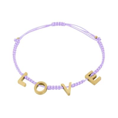 Freundschaftsarmband ADELIA´S "LIVAYA LIVAYA Armband Freundschaftsarmband mit LOVE-Buchstaben", lila, Armbänder, Damen, Polyester, Trendig mit geflochtener Kordel und LOVE-Buchstaben