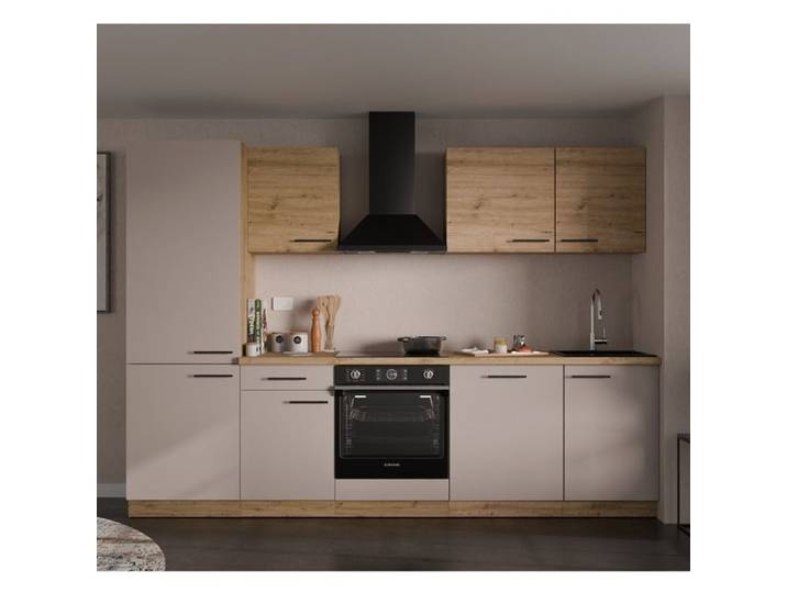 Cuisine complète moderne beige et bois 280cm NALA