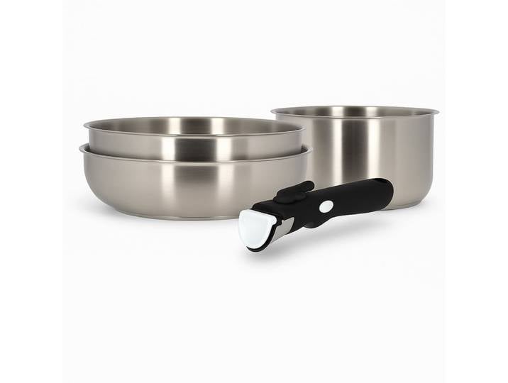 Batterie de cuisine 4 pièces en acier inoxydable - tous feux