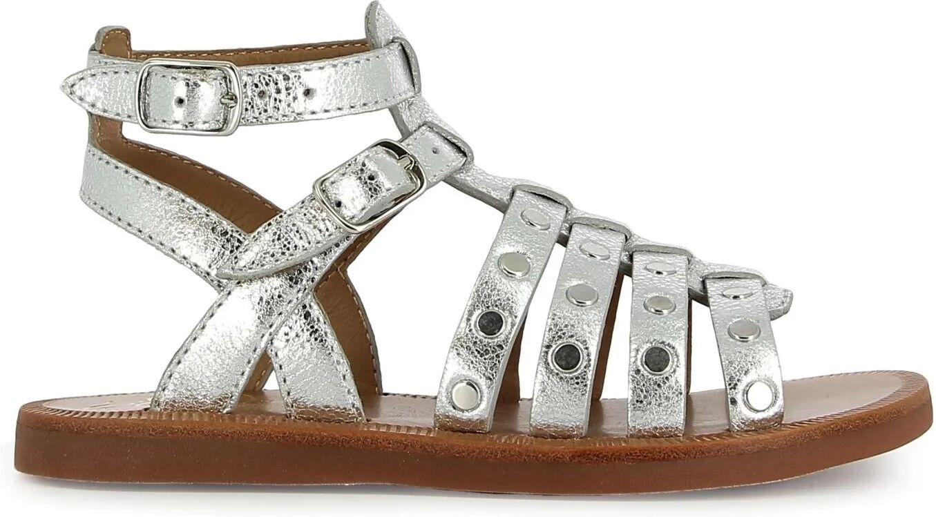 Pom d'Api Sandales Plagette Stud Velours Argenté 38