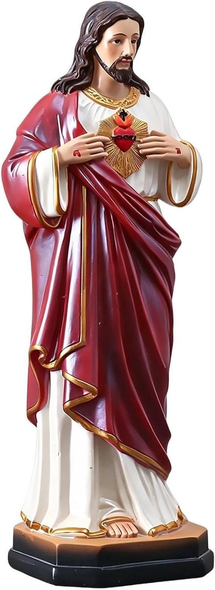 Handbeschilderd Jezus Christus Figuur - Katholiek Beeld voor Thuisverering - Hoogte: 215 cm