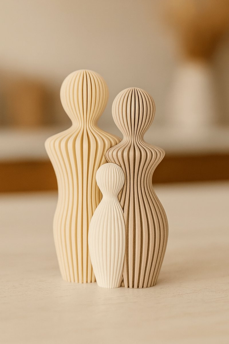 RoNa Design Japandi Style Familie Ornament - Gezin met 1 kind - 3D geprint PLA